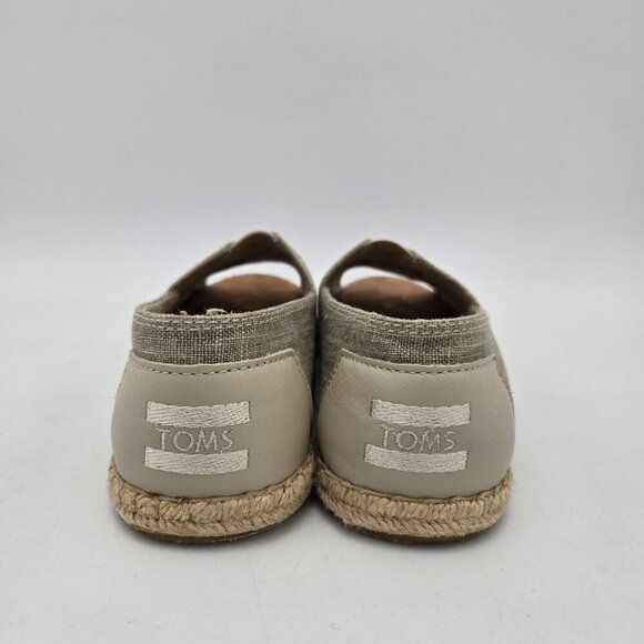 TOMS Shoes Women 8.5 Alpargata Cupsole Slip On Natural Metallic Linen Open Toe - Picture 3 of 9